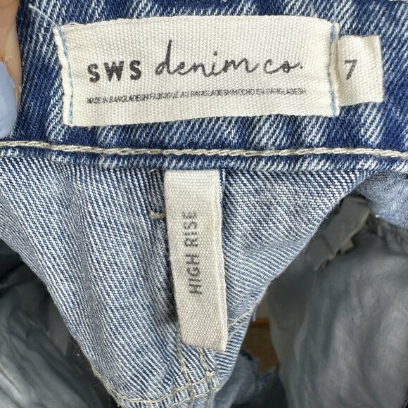 SWS High Rise Button Fly Cut-off Short Shorts Size 7 Distressed 100% Cotton - Picture 4 of 10